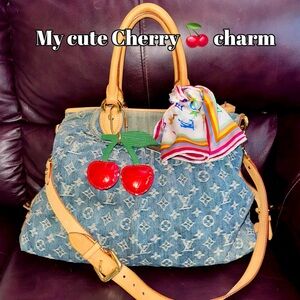 🍒 Louis Vuitton Denim Bag & Cherry 🍒 charm